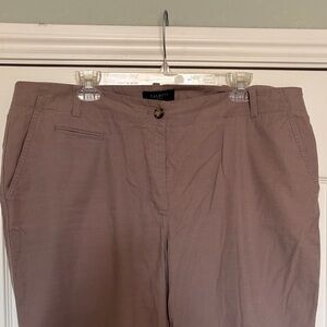 Talbots woman’s Tan khaki Chinos pants Boyfriend cotton cuffed 16W